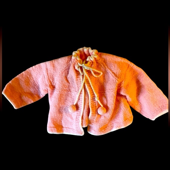 Handmade Pink Knit Baby Sweater - Picture 1 of 3